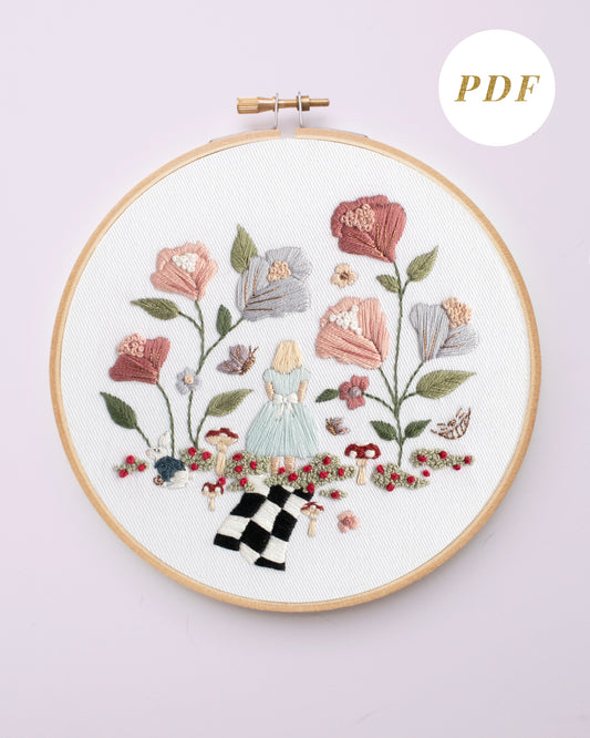 Alice in Wonderland Embroidery Pattern completed