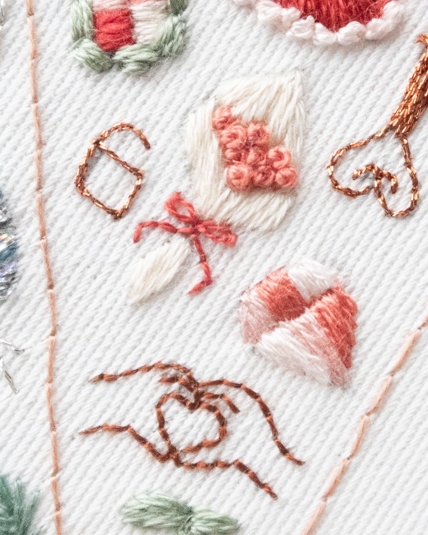 Embroidery Journal - Add On Icons, Basic Shapes close up detail of several shapes showing stitches