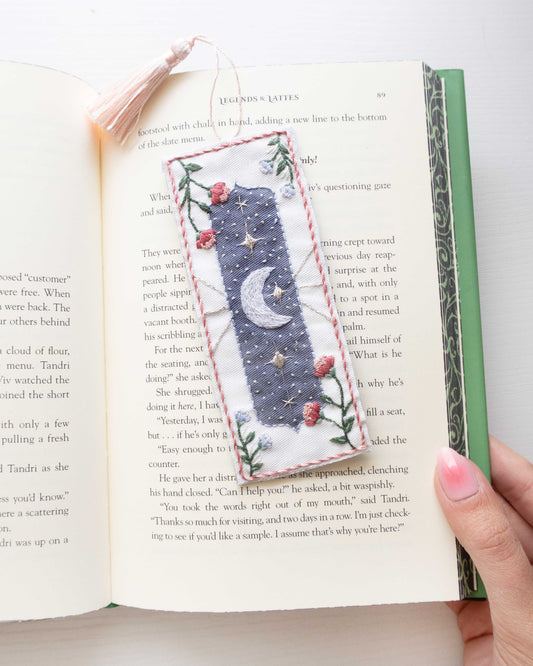Floral Moon Bookmark Embroidery Kit