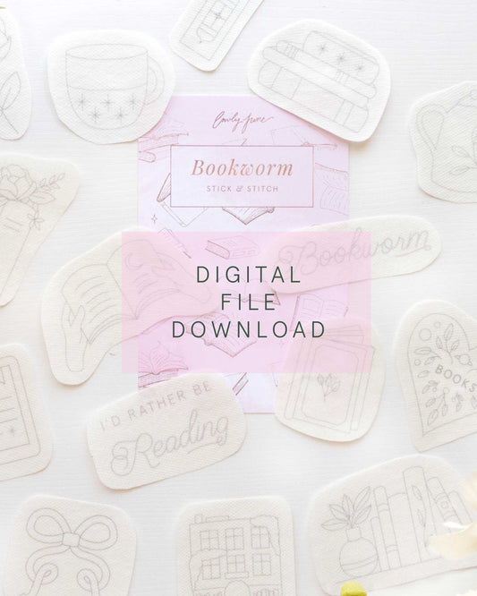 Bookworm Stick and Stitch Digital Download