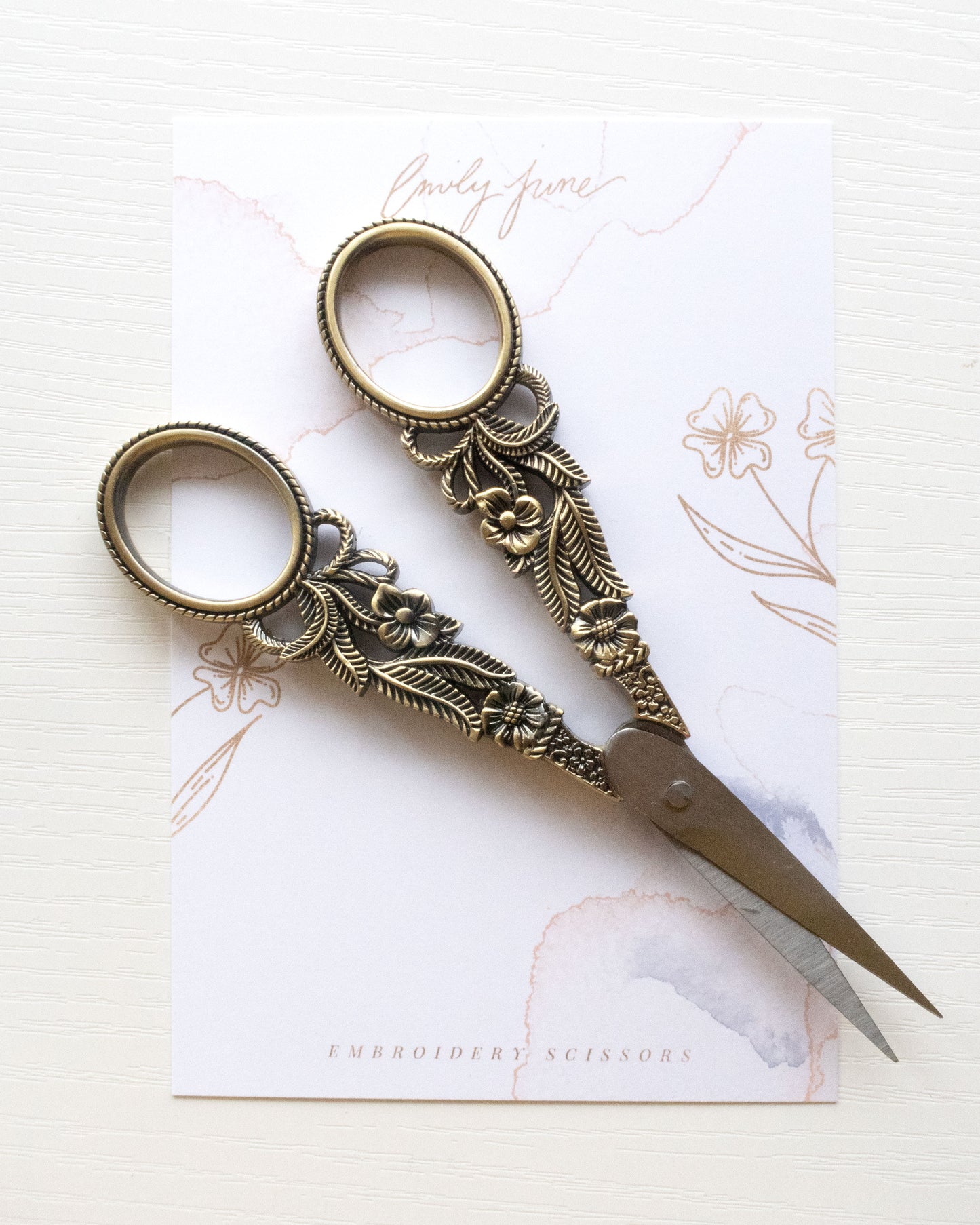 Vintage Floral Embroidery Scissors on packaging