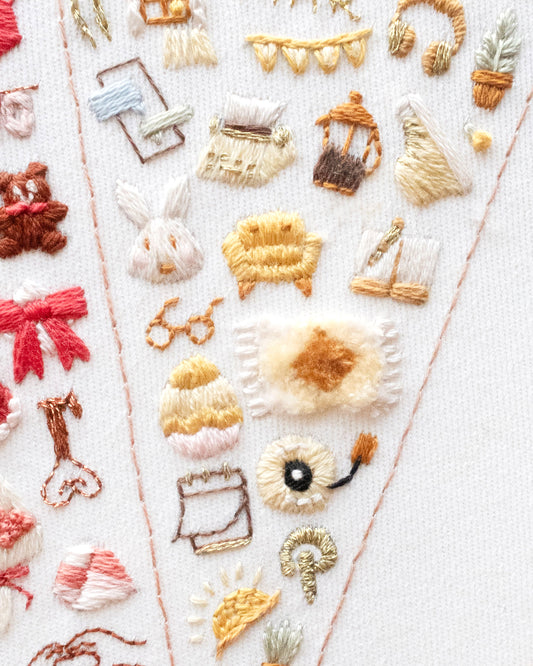 March Everyday Magic Embroidery Journal Icons Pattern close up details