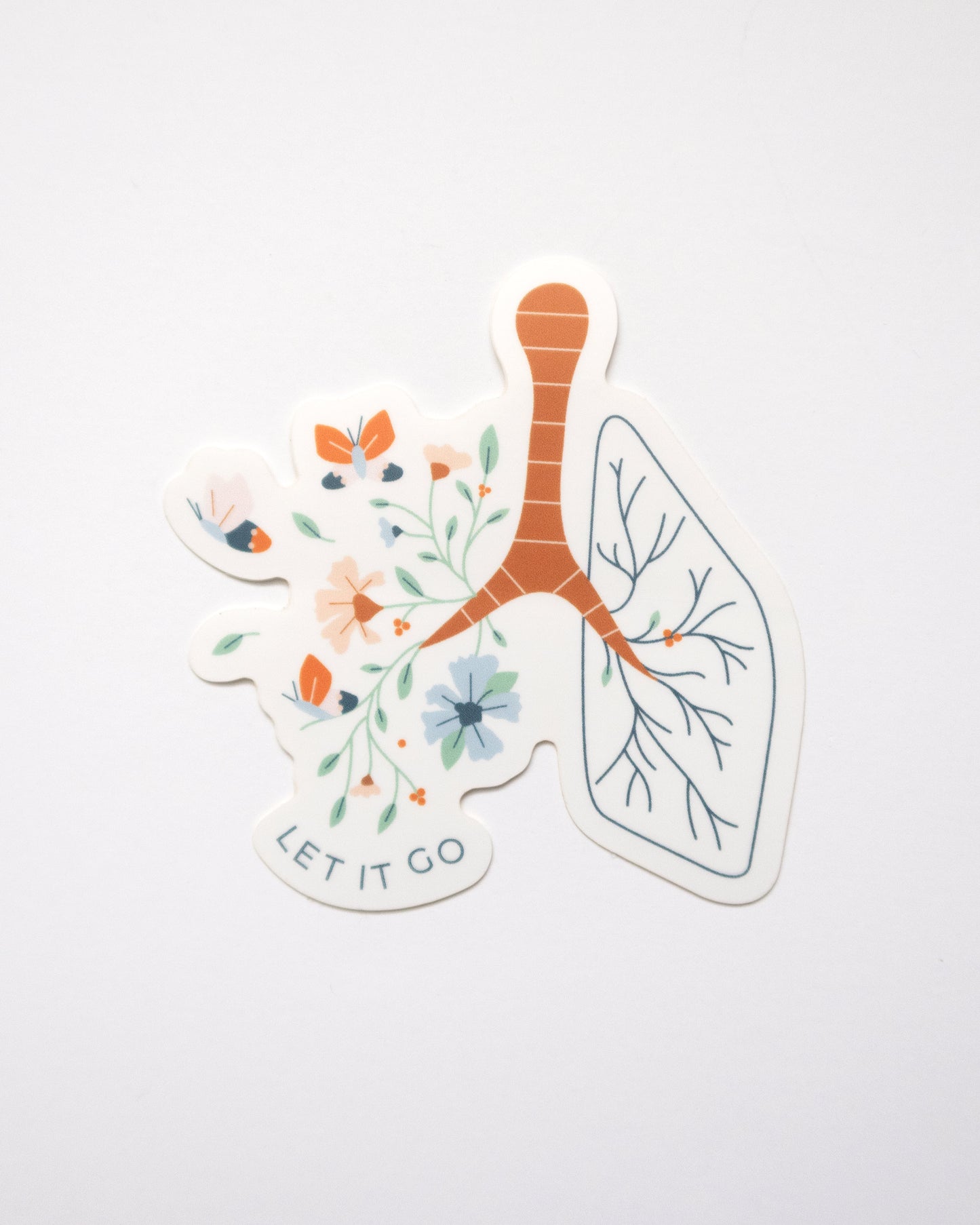 Let it go floral lung embroidery anatomy waterproof vinyl sticker, mental health sticker