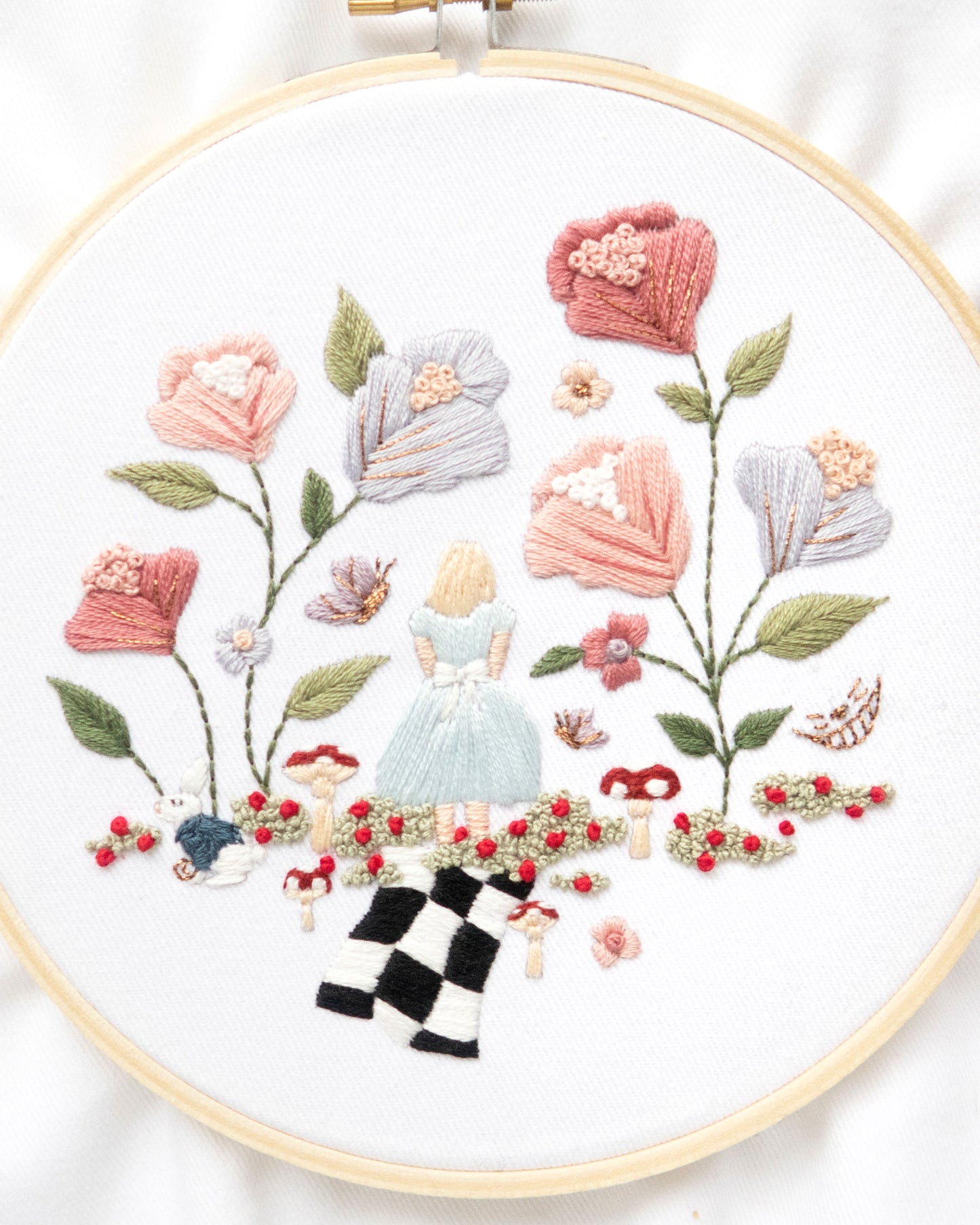 Alice in Wonderland Embroidery Pattern on white