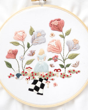 Alice in Wonderland Embroidery Pattern on white