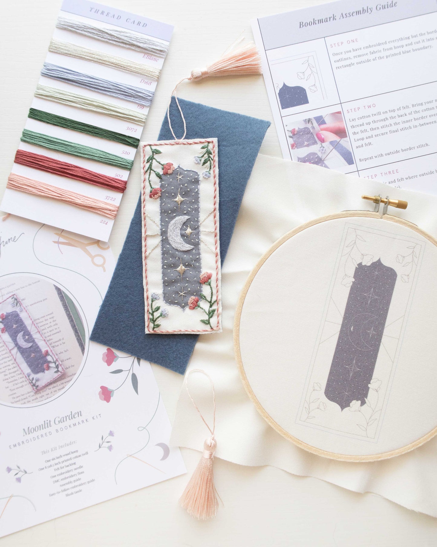 Floral Moon Bookmark Embroidery Kit