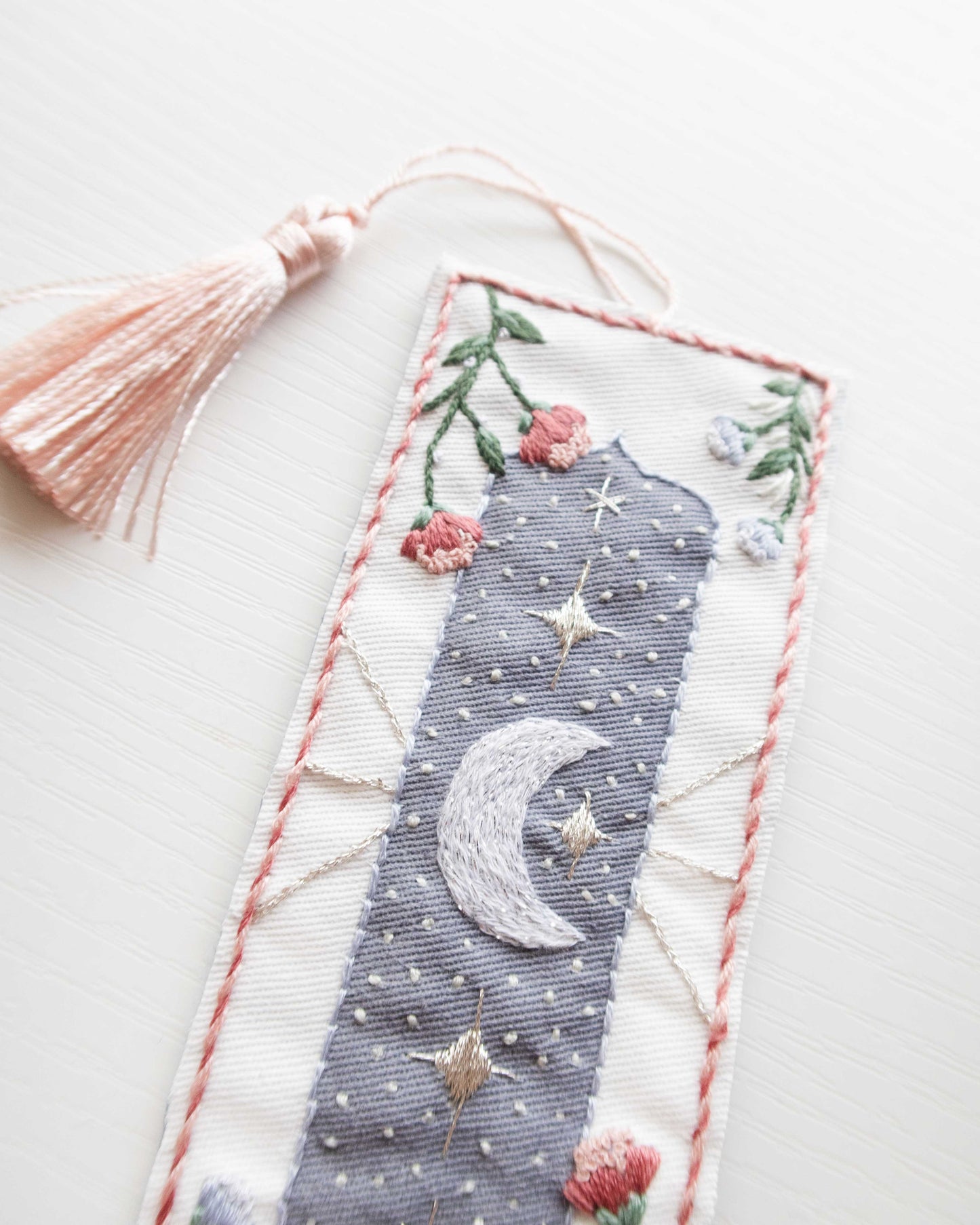 Floral Moon Bookmark Embroidery Kit