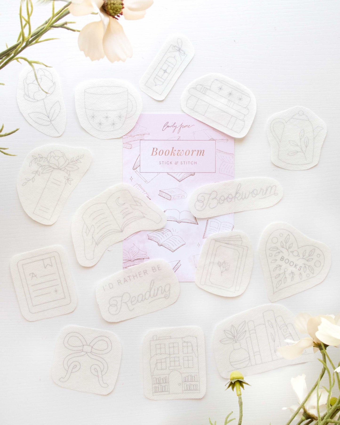Bookworm Hand Embroidery Stick and Stitch Pack