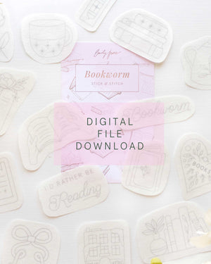 Bookworm Stick and Stitch Digital Download