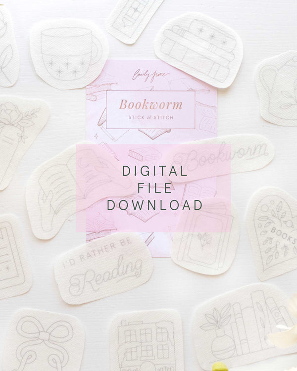 Bookworm Stick and Stitch Digital Download