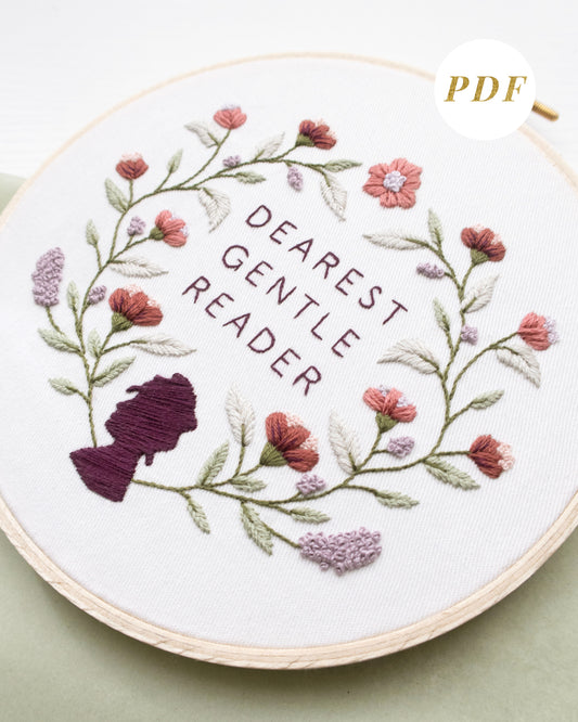 Dearest Gentle Reader Embroidery Pattern