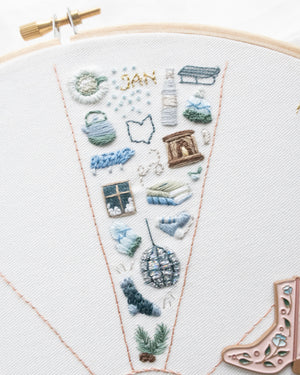 Embroidery Journal - January Winter Icons Pattern close up