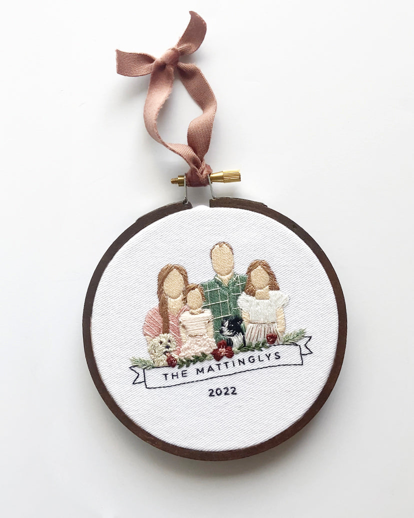 Personalized Custom Hand Embroidery Family Portrait