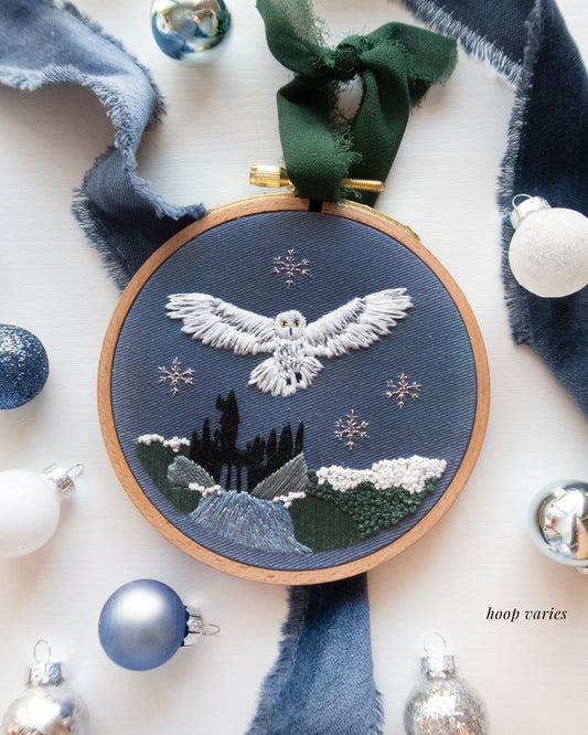 Magical Owl Wizard Embroidery Ornament Kit