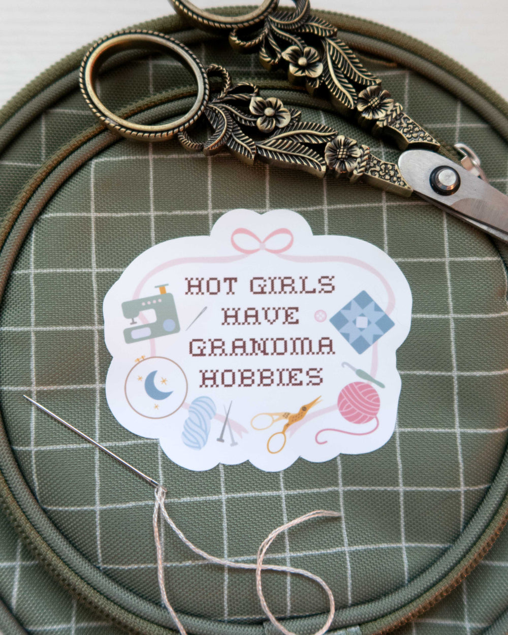 Hot Girls Have Grandma Hobbies Sticker