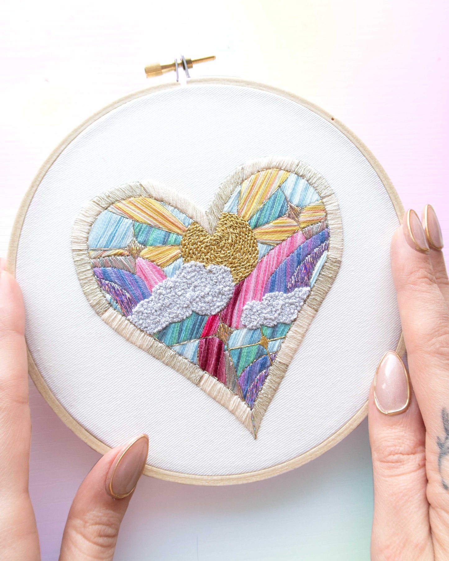 Lover Rainbow Stained Glass Embroidery Pattern