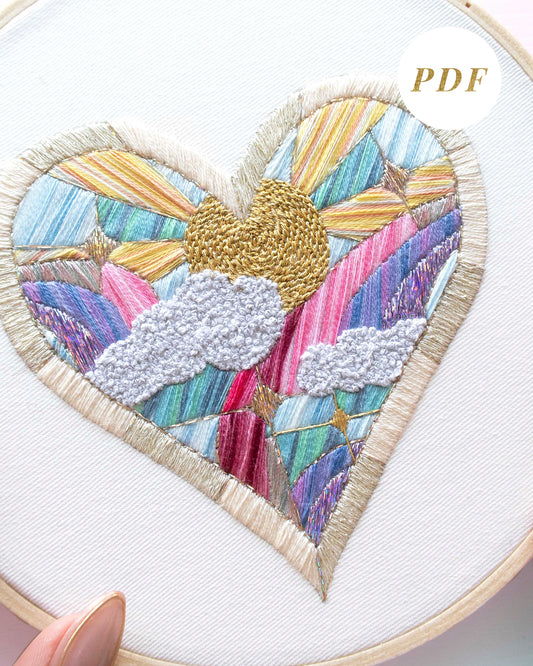 Lover Rainbow Stained Glass Embroidery Pattern