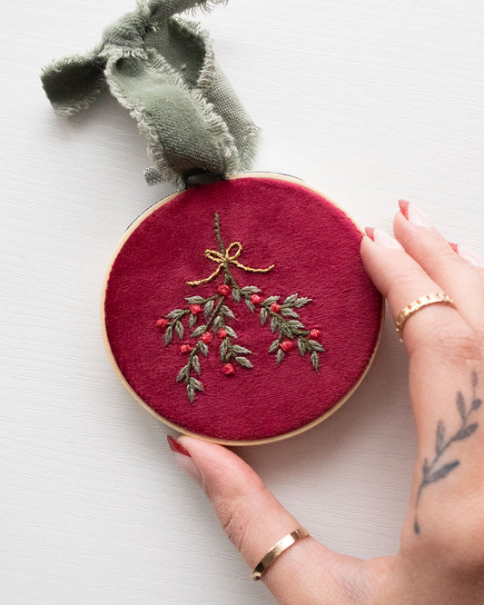 Merry Magic Mistletoe Embroidered Ornament