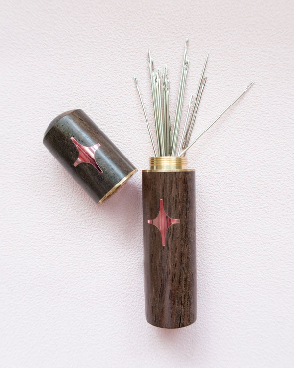 Walnut and Gold Holder with Needles