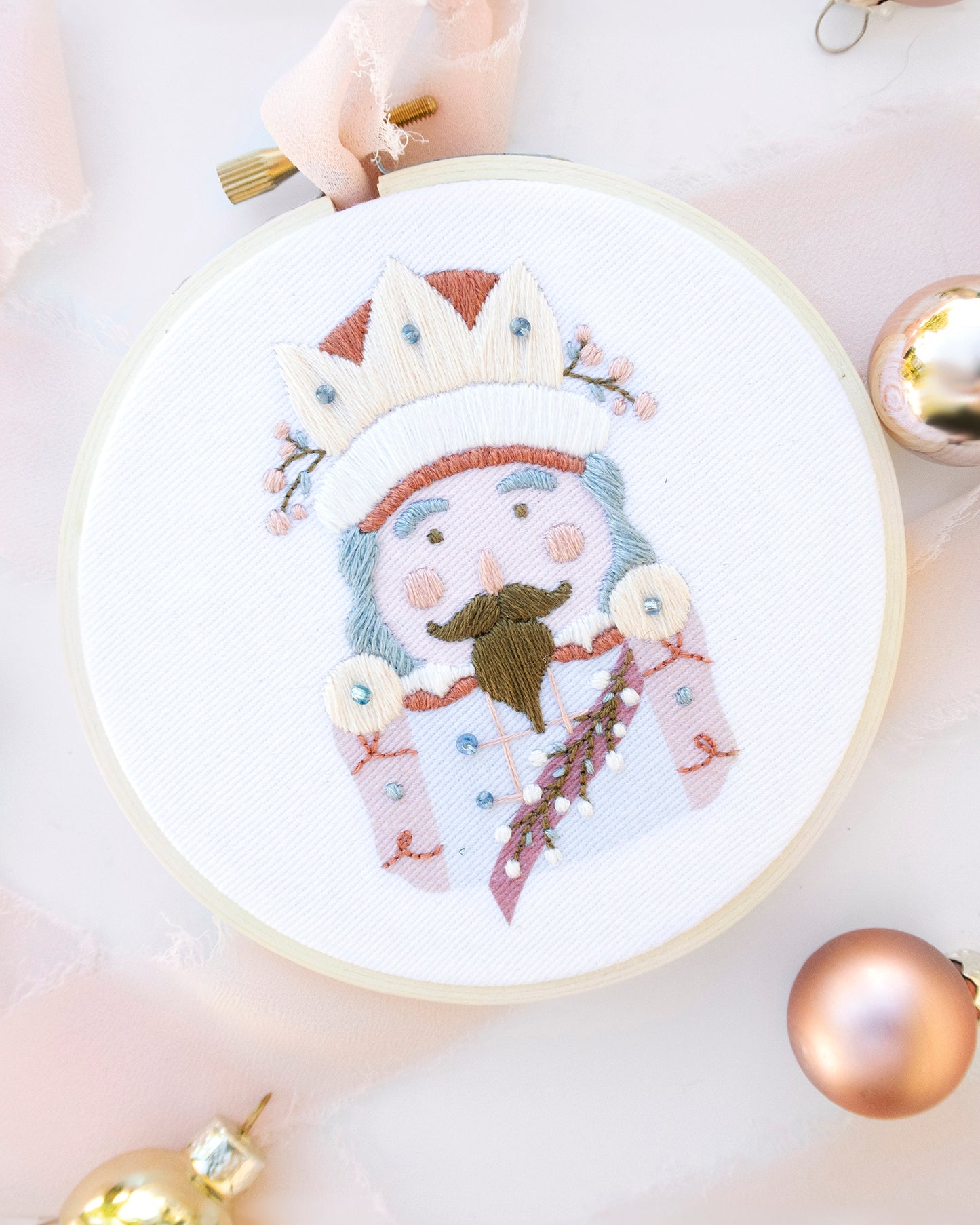 Merry Nutcracker Embroidery Ornament Kit