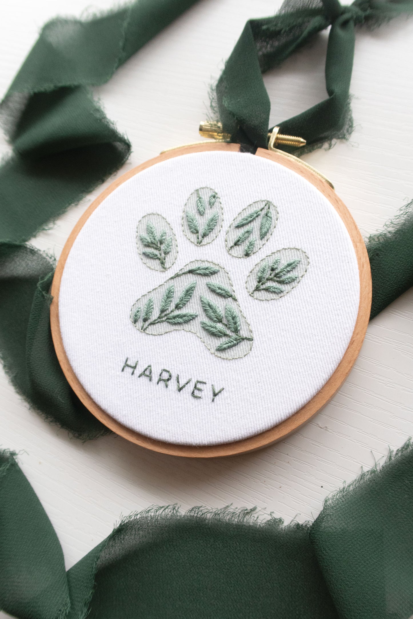 Custom Pet Paw Print Embroidery Hoop