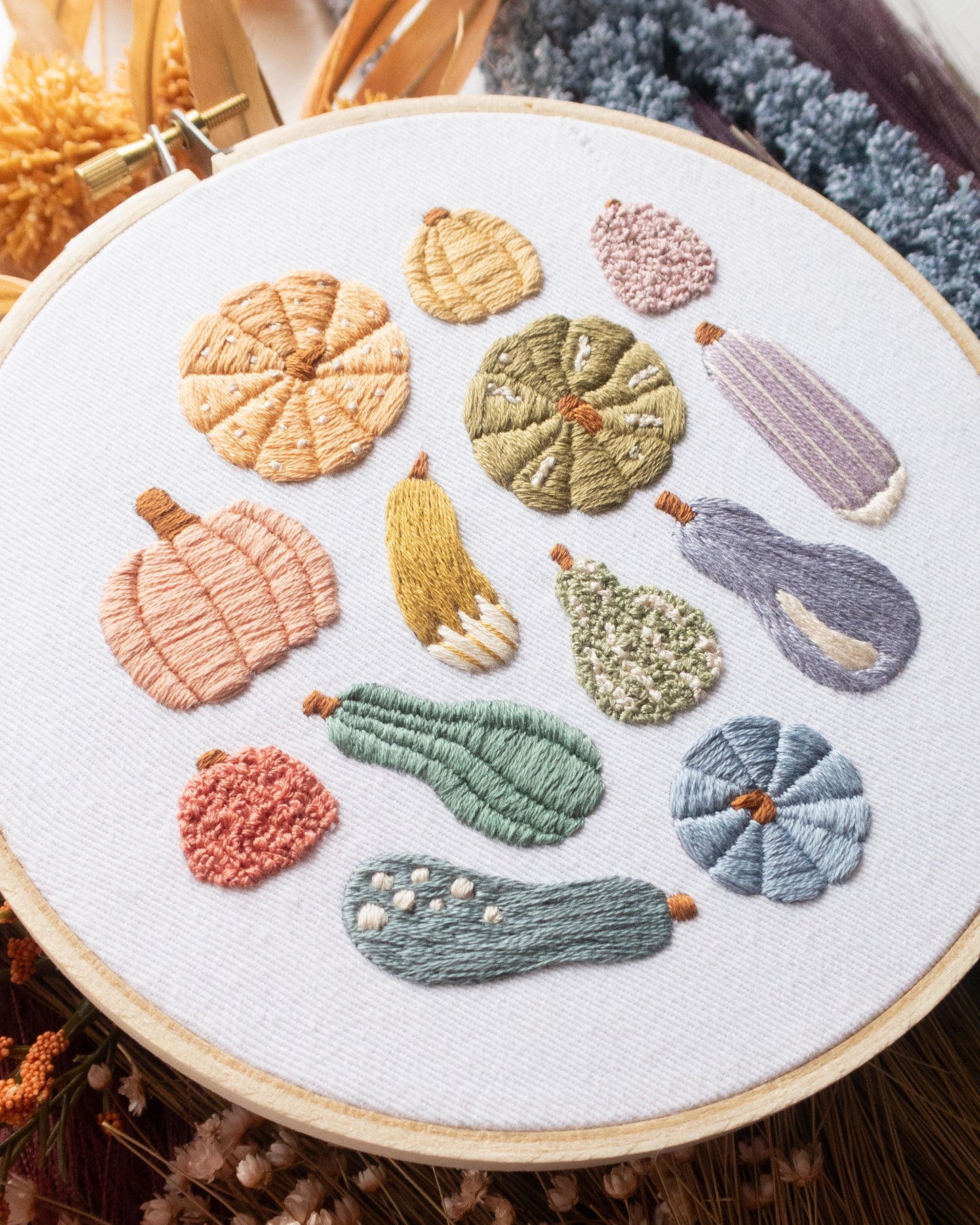 Rainbow Colors of Fall Hand Embroidery Kit