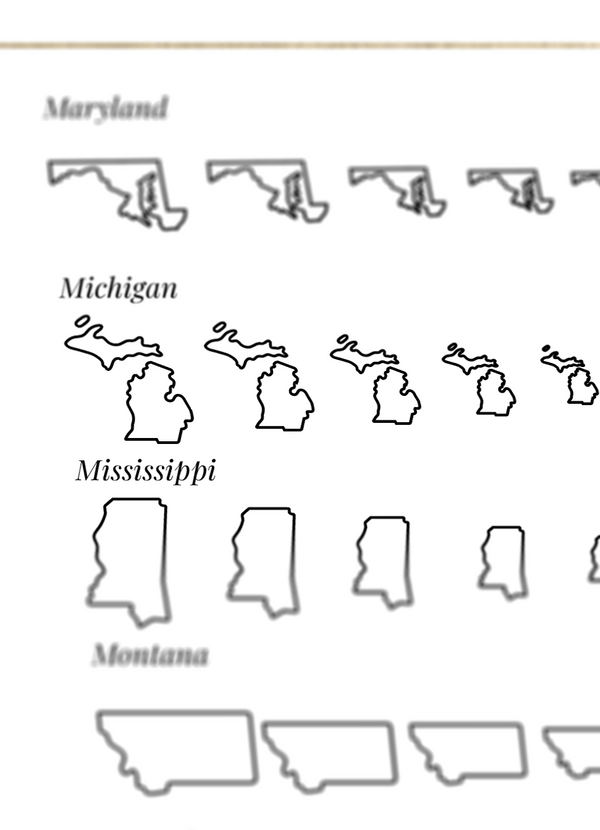Embroidery Journal - Add On Icons, States of the USA showing different states
