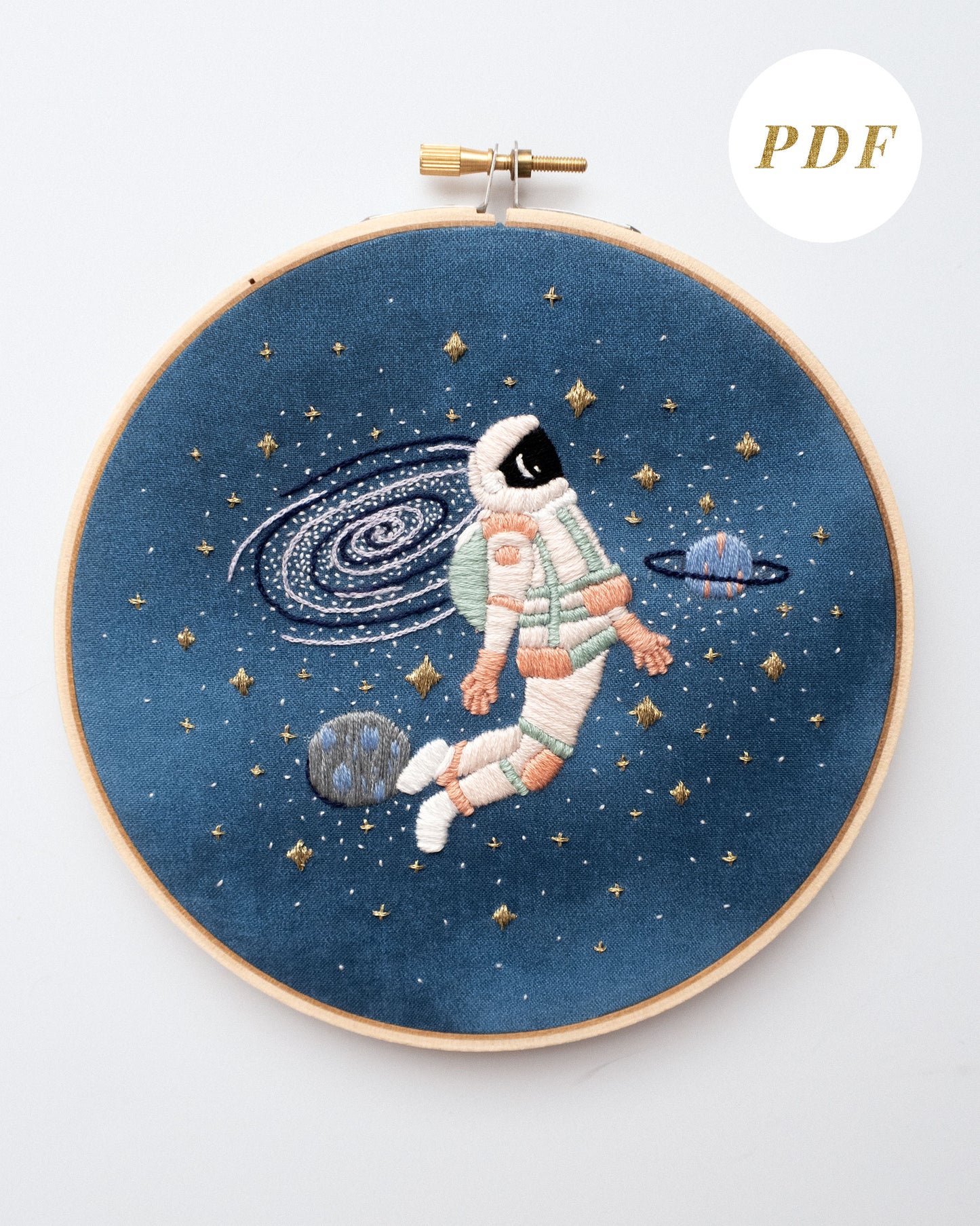 The Curious Astronaut Embroidery Pattern