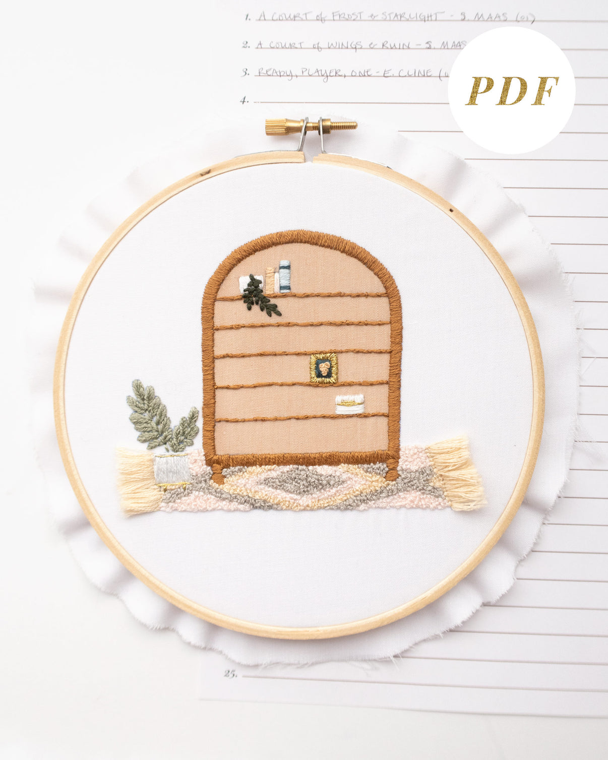 Free Book Tracker Free Bookshelf Embroidery Pattern Emily June