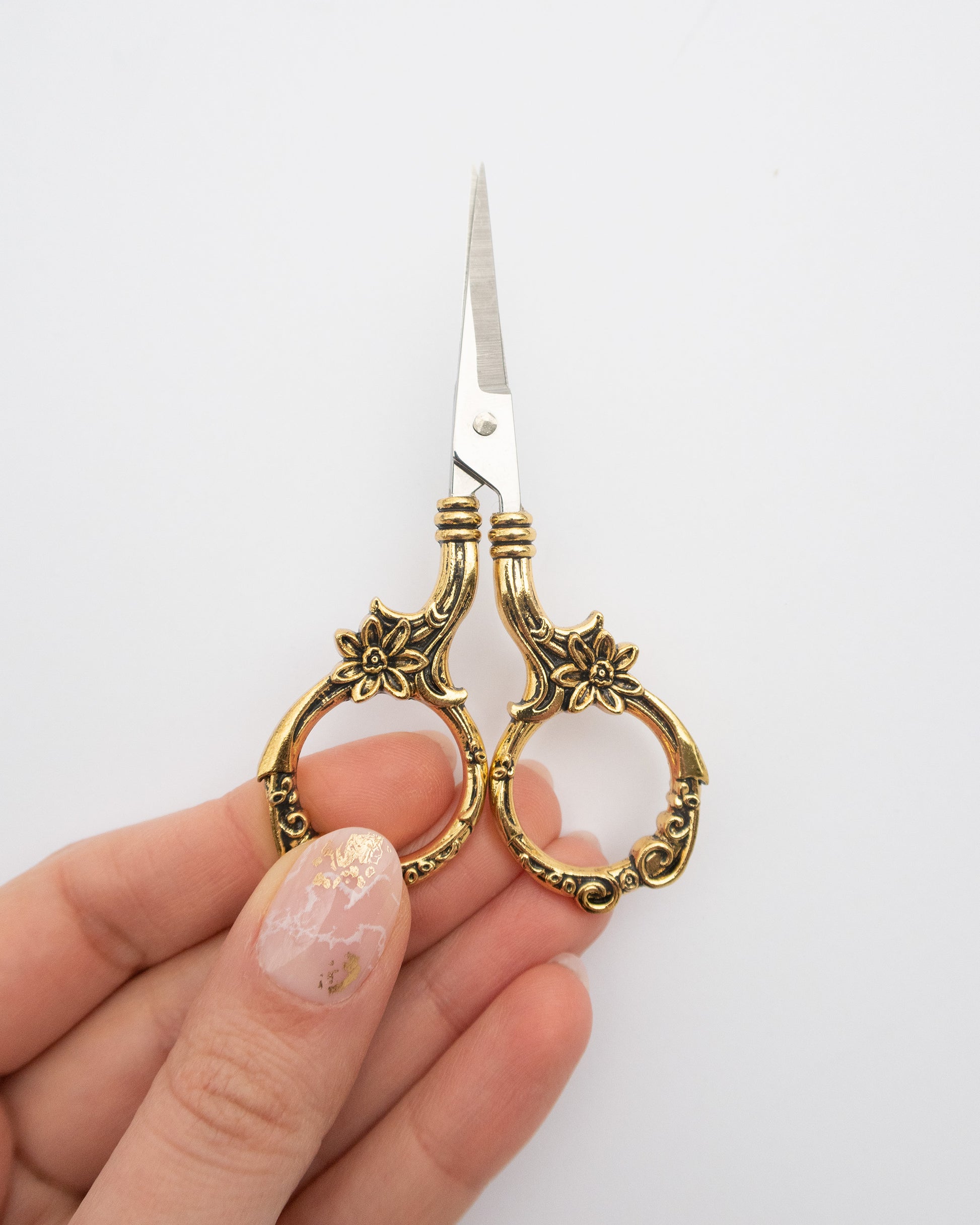 Small vintage gold sewing scissors or embroidery scissors