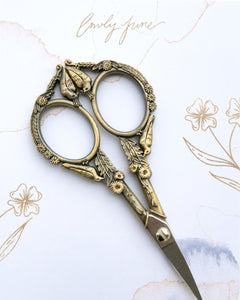 Vintage Floral Lovebird Embroidery Scissors