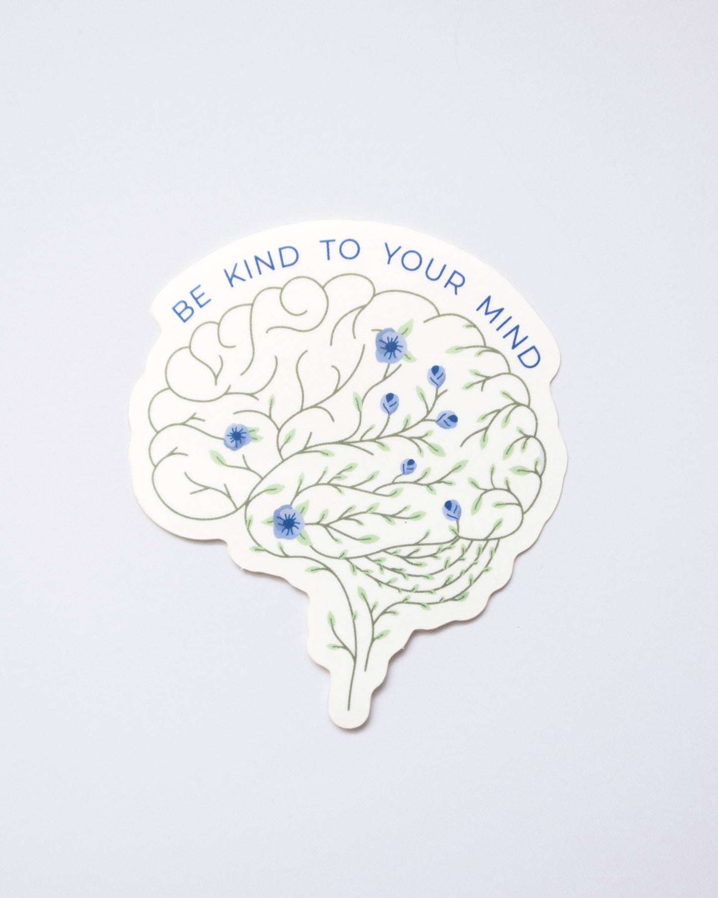 Be kind to your mind floral brain embroidery anatomy sticker, waterproof vinyl mental health sticker