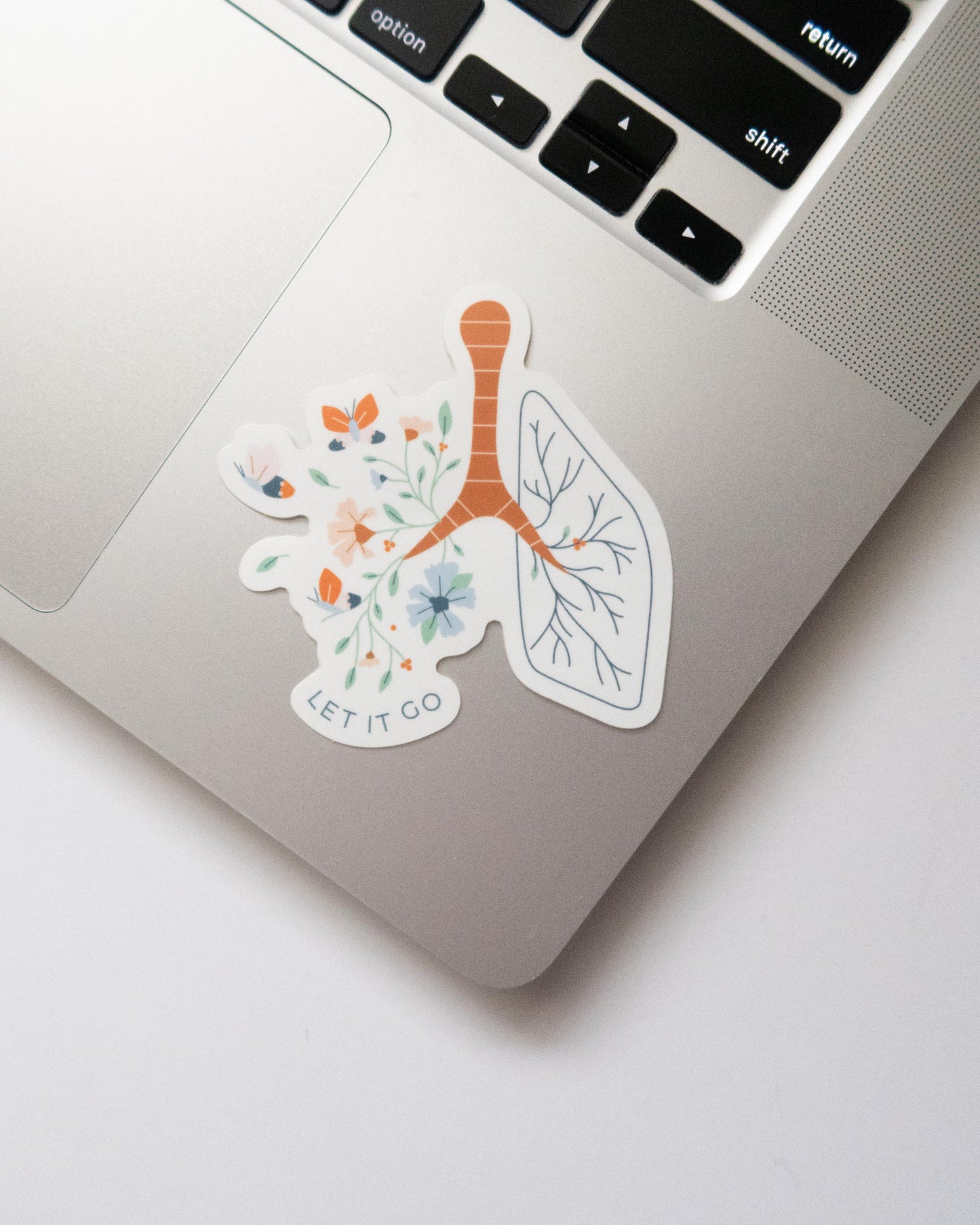 Let it go floral lung anatomy embroidery waterproof vinyl sticker, mental health sticker for laptop