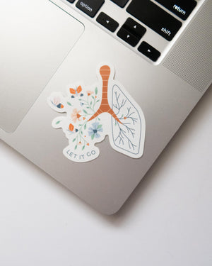 Let it go floral lung anatomy embroidery waterproof vinyl sticker, mental health sticker for laptop