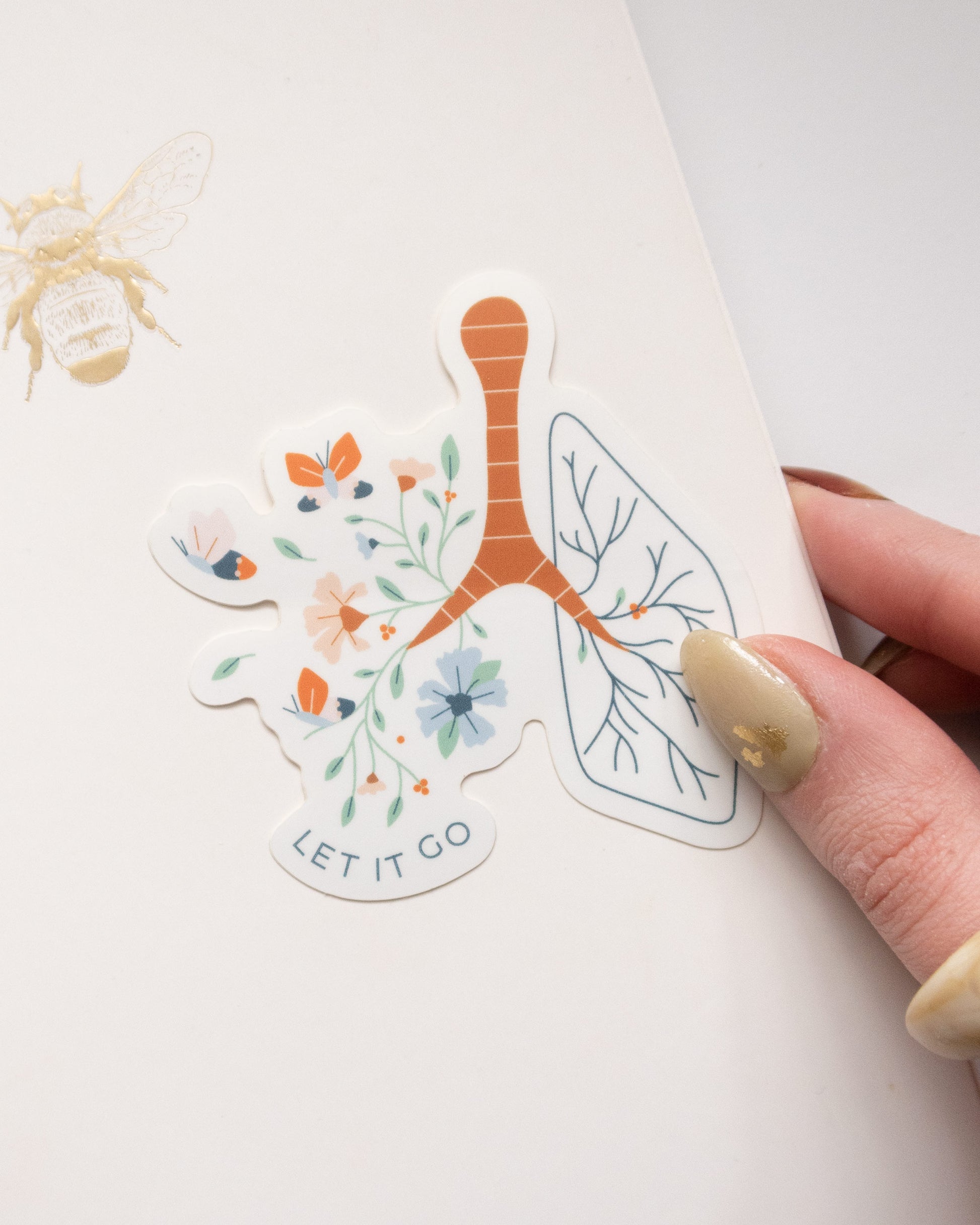 Let it go waterproof vinyl floral lung anatomy embroidery sticker